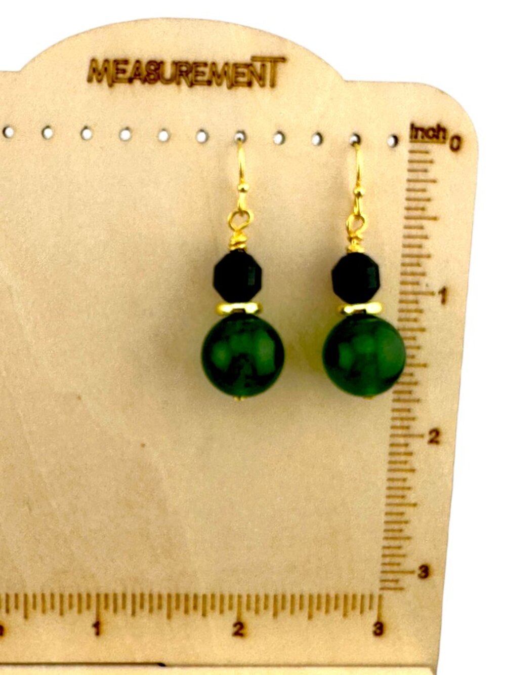 Green Jade Bloodstone Earrings 18K Gold Filled 925 Sterling Ear Wires Dangle - Picture 8 of 9
